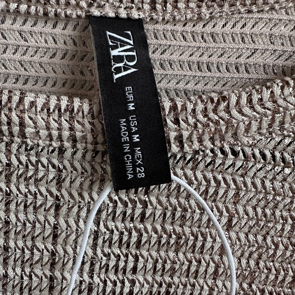 Zara | Metallic Knit Thread Crop Top | Long Sleeve Sweater | Size M - Picture 5 of 8